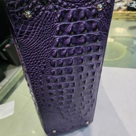 New Brahmin Elegant Purple Crocodile-Embossed Satchel - Picture 4 of 7